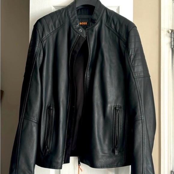 Hugo Boss Black Leather Jacket for Men